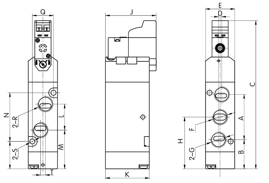 Low starting pressure ,reset by compressed air, starting pressure＜0.3bar Low power consumption, standard power 1.2W Long service life, up to 30milliion times，high reliability Spool structure, good tig